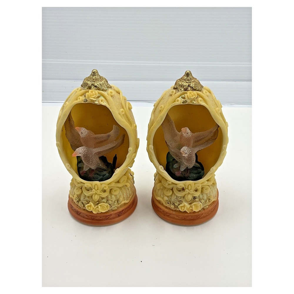 Wonderland Light Up Dove Egg Ornaments Set of 2 Glitter Holiday Decor‎